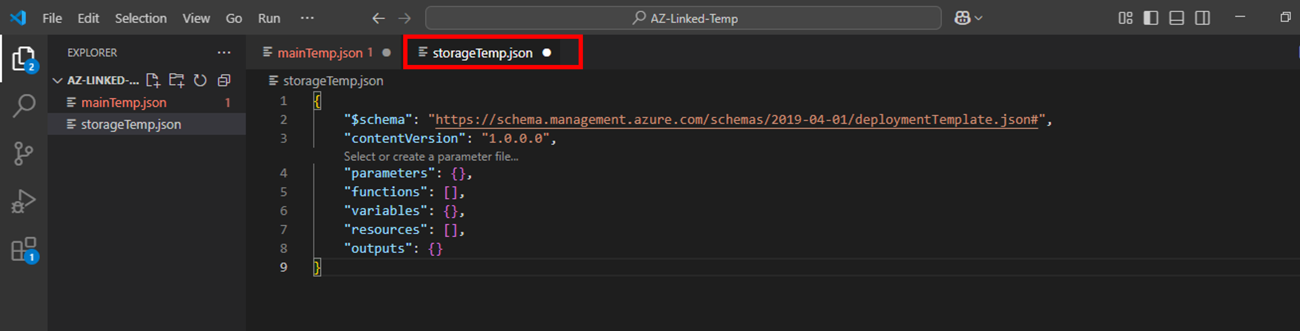 ARM linked template-storage-template
