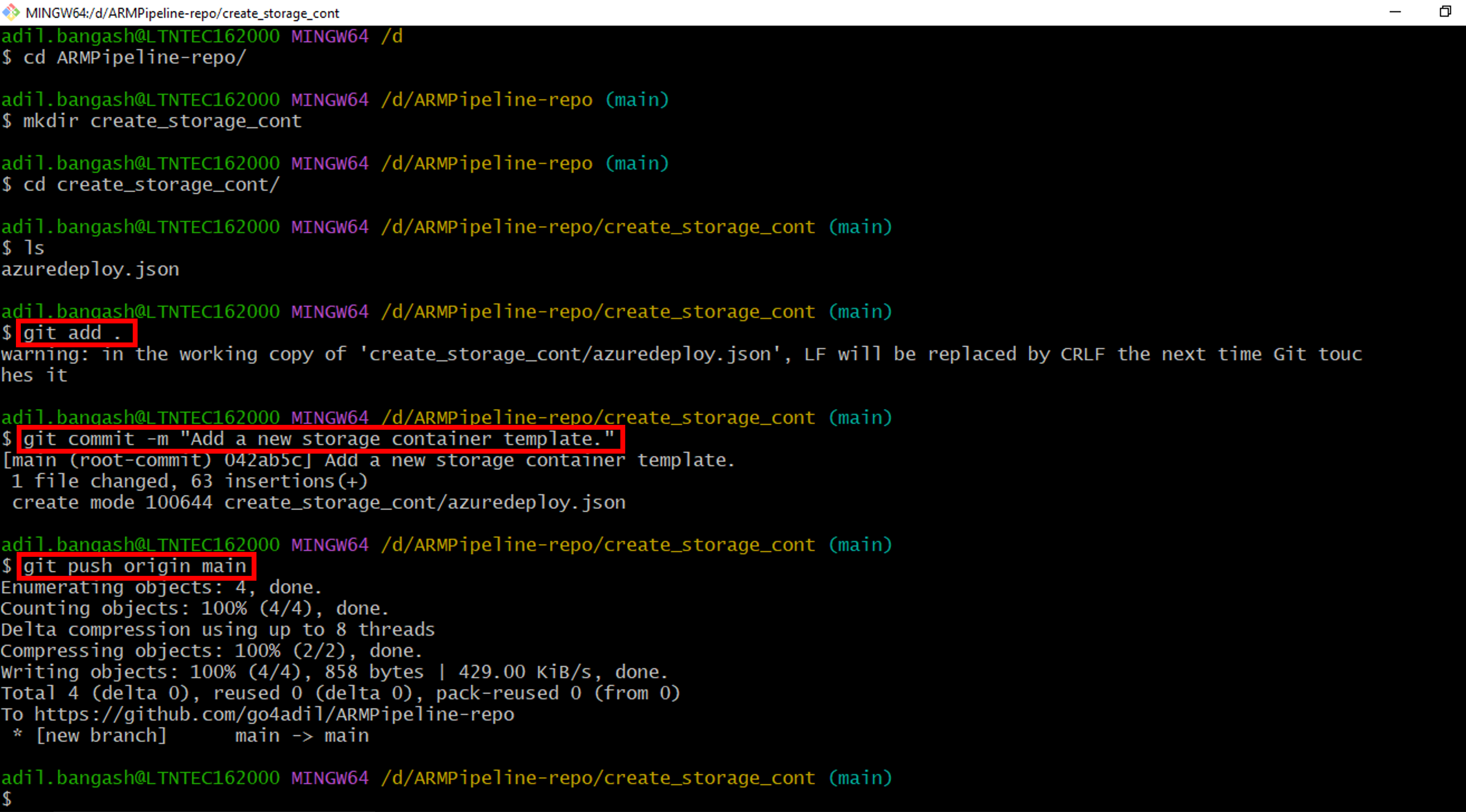 Git Bash Push Changes