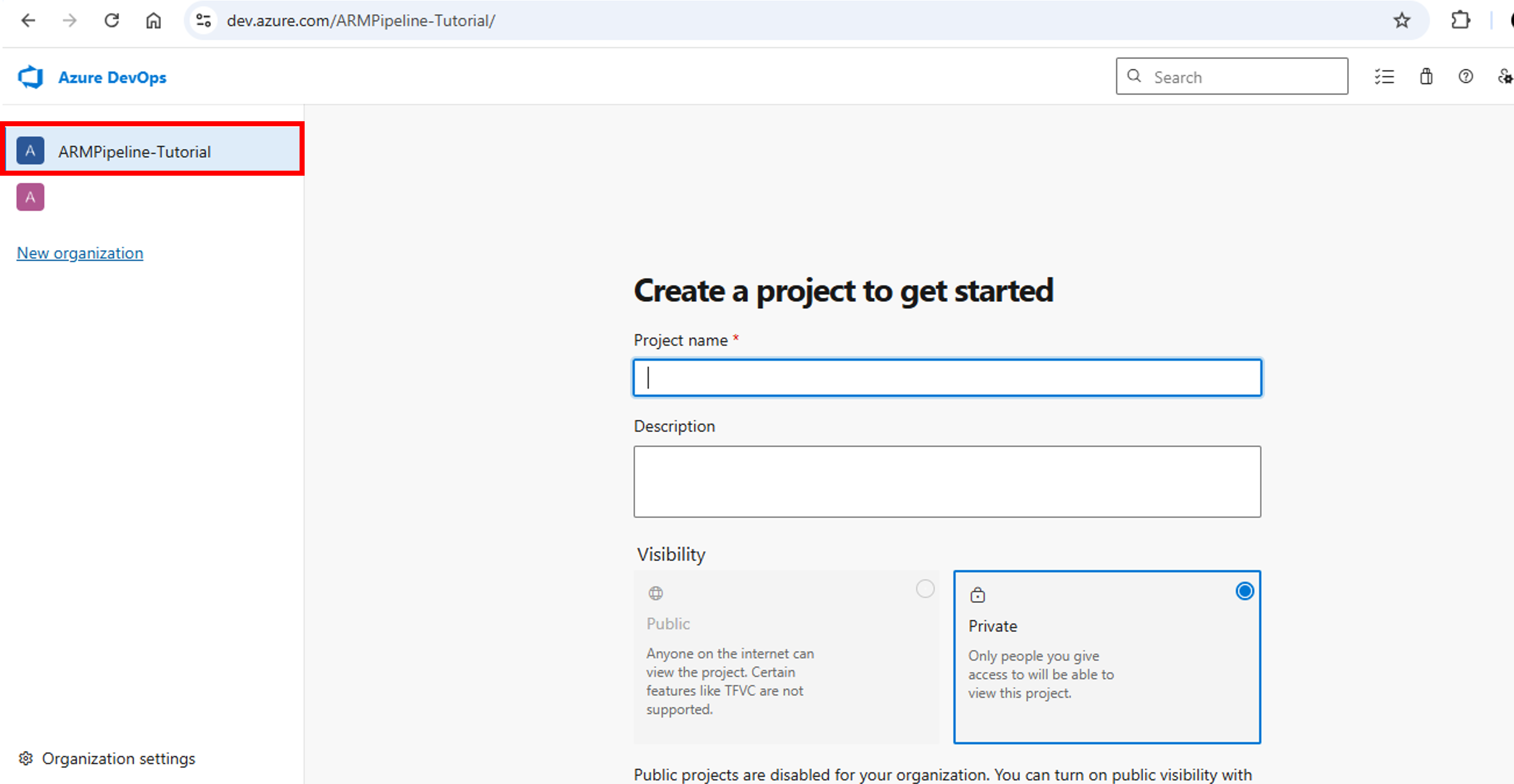 Azure DevOps-New Org Created