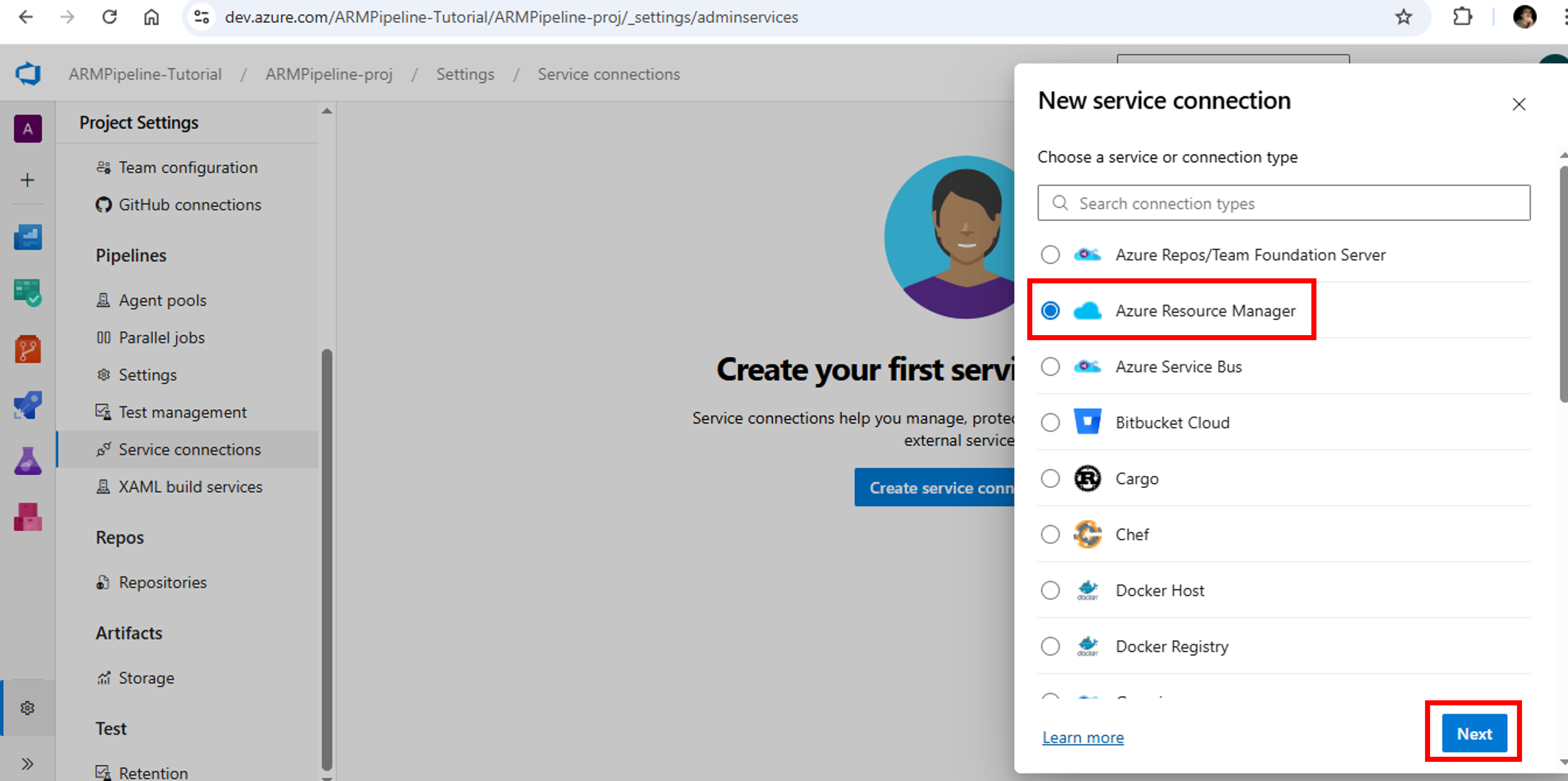 Azure DevOps-New ARM Service Connection