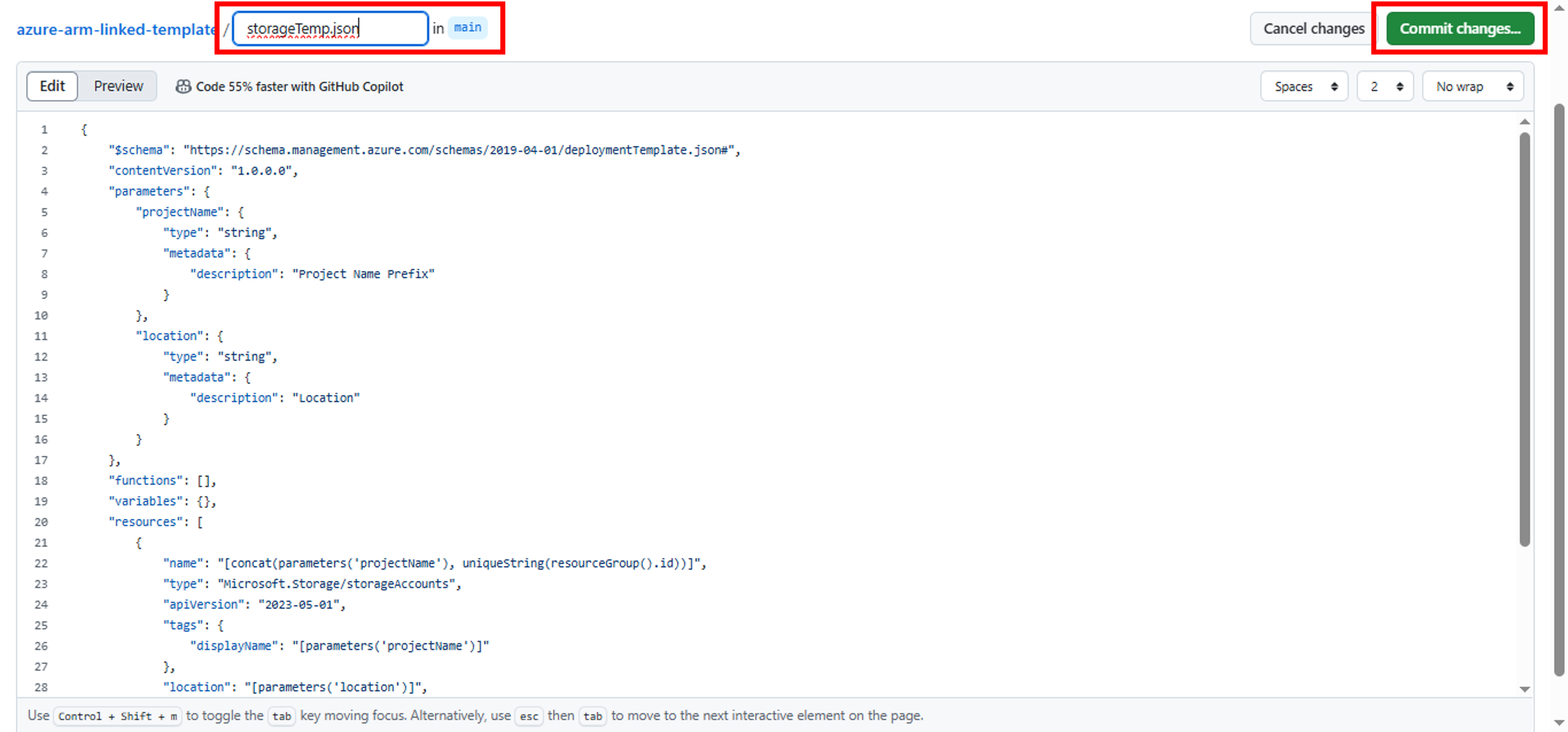 ARM linked template-Github-new-file-storage-Template