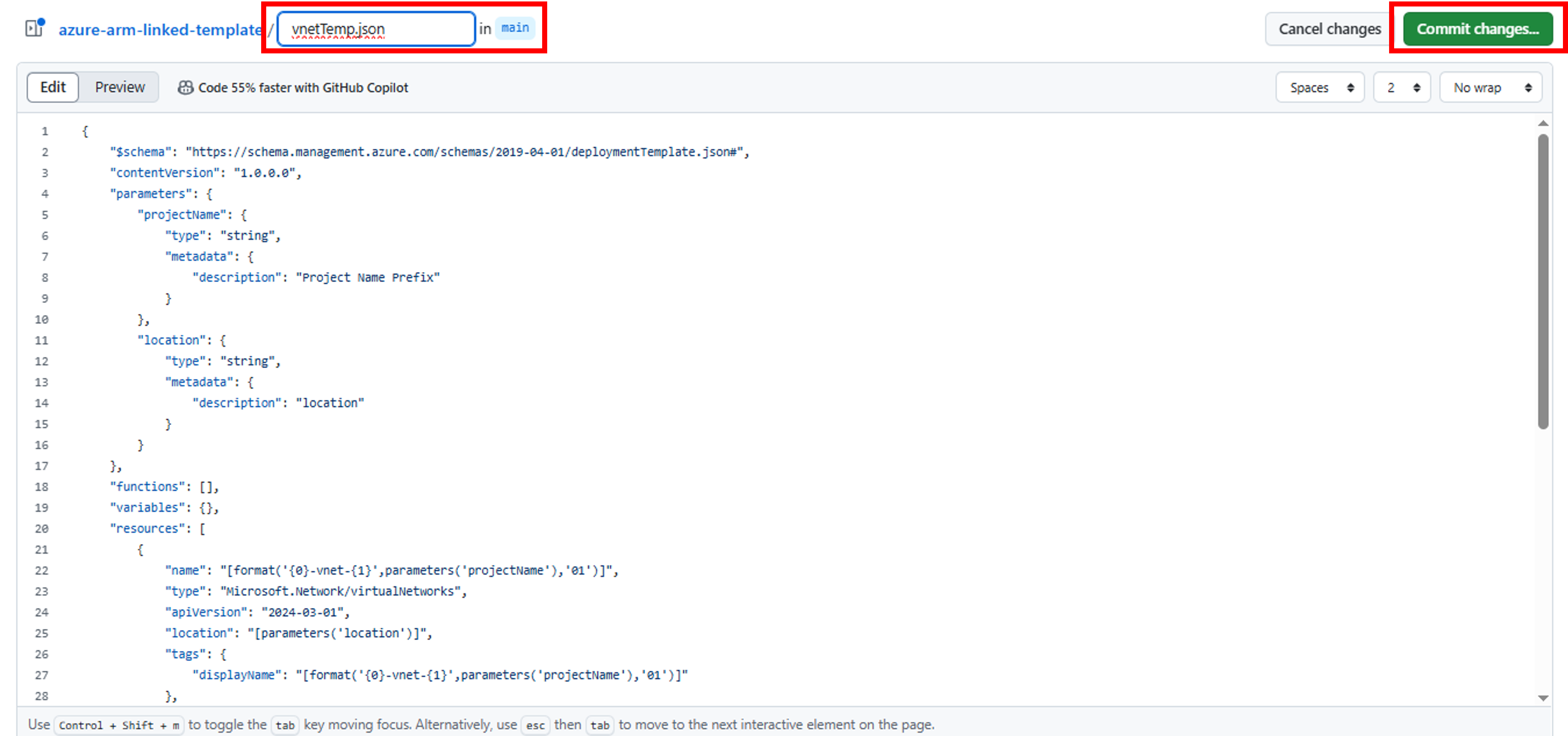 ARM linked template-Github-add-new-file-vnet-template