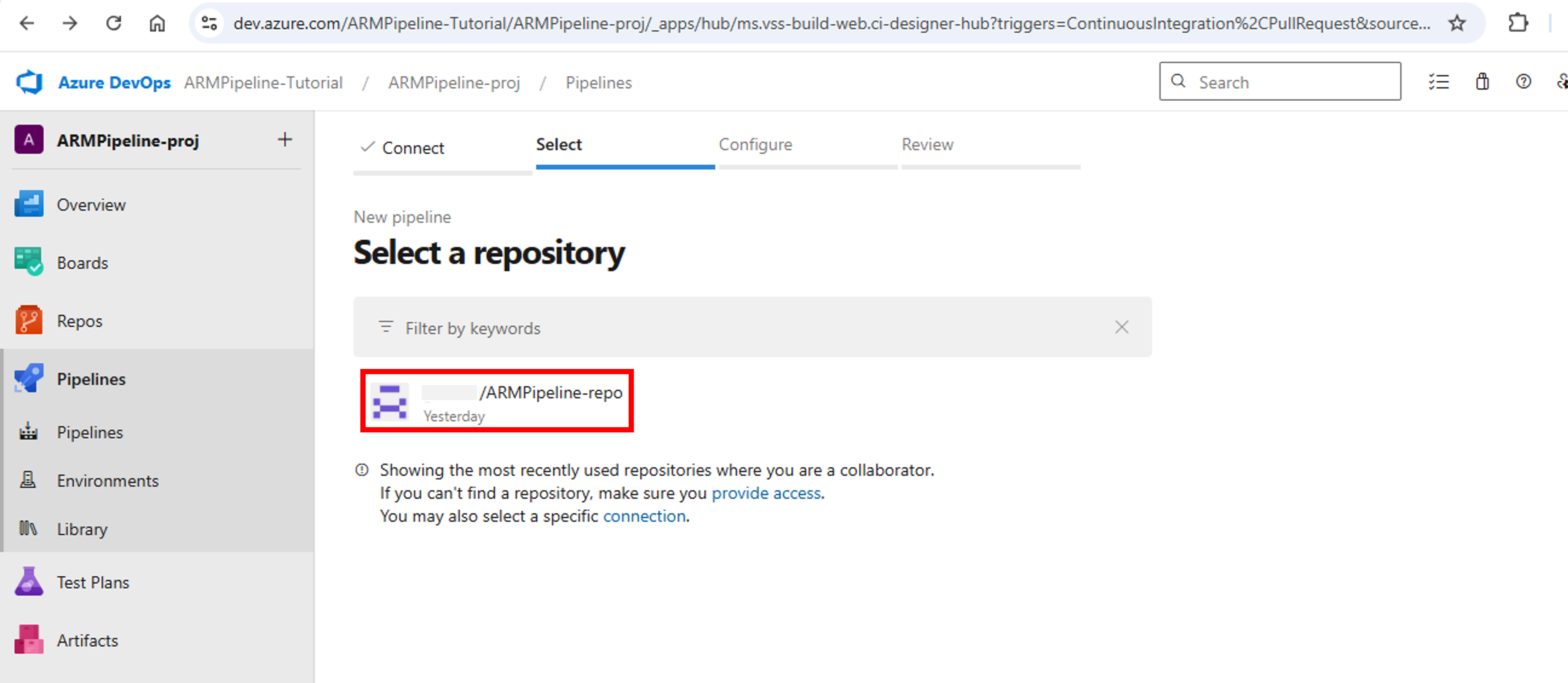 Azure DevOps-Azure Pipelines-Select Repo-2