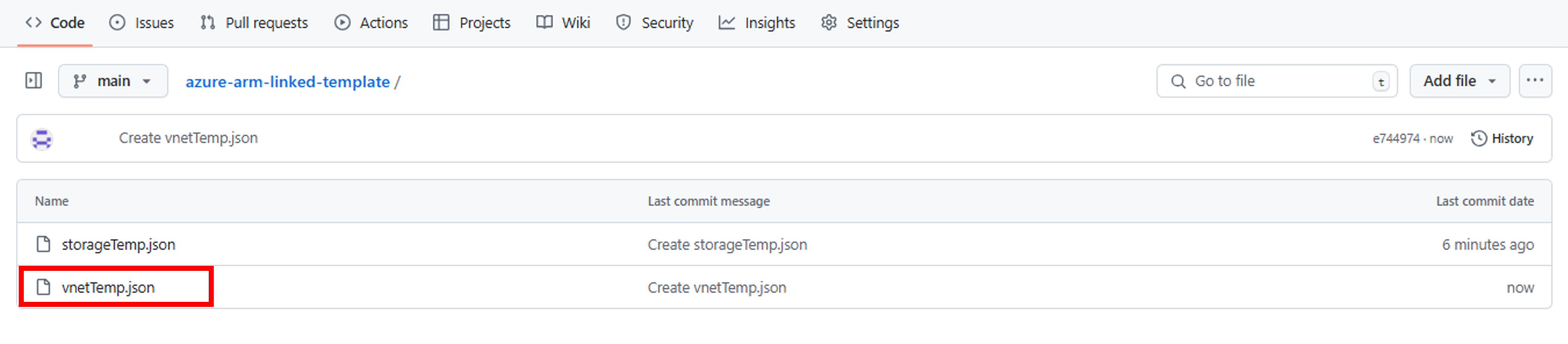ARM linked template-Github-view-new-file-vnet-template-