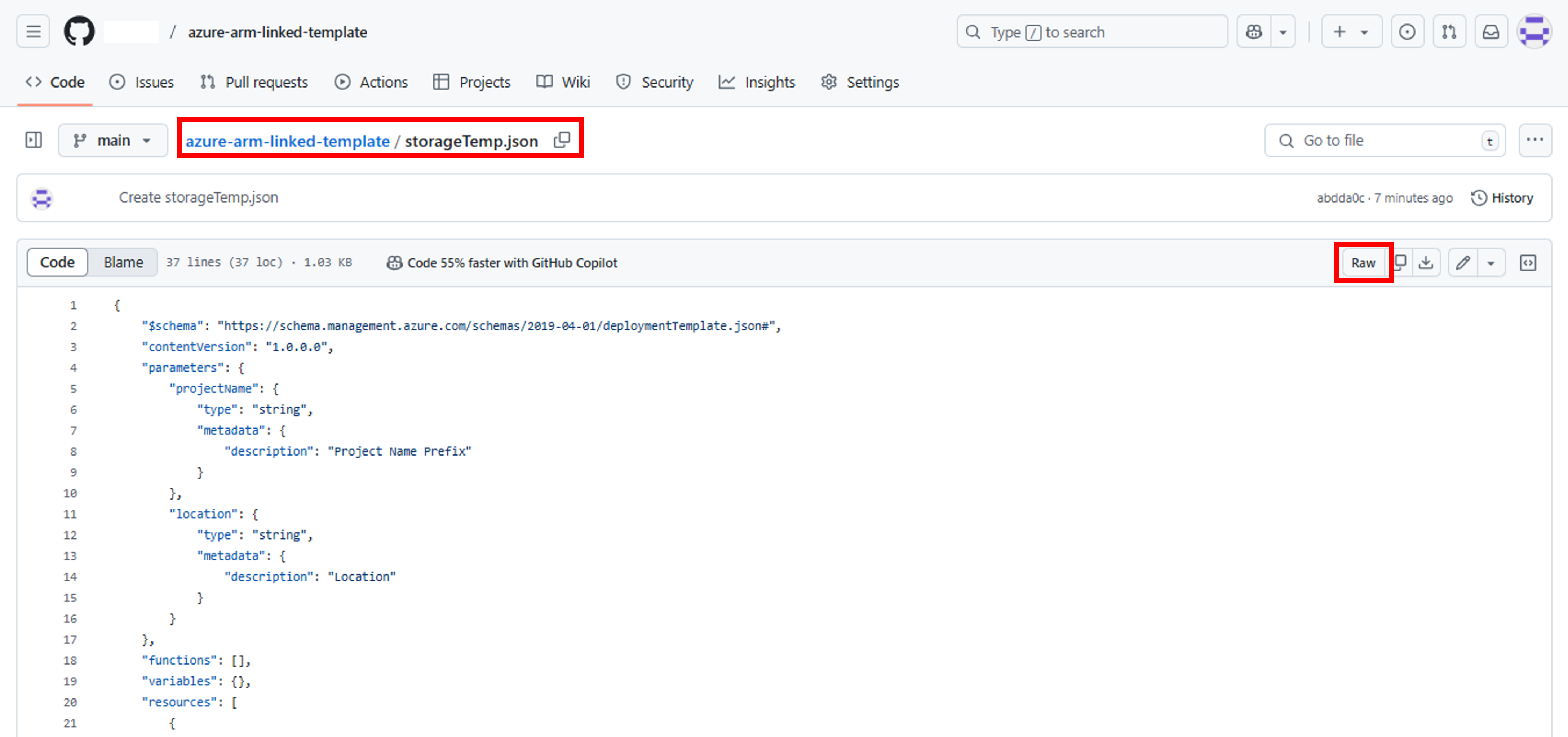 ARM linked template-Github-storage-template-code