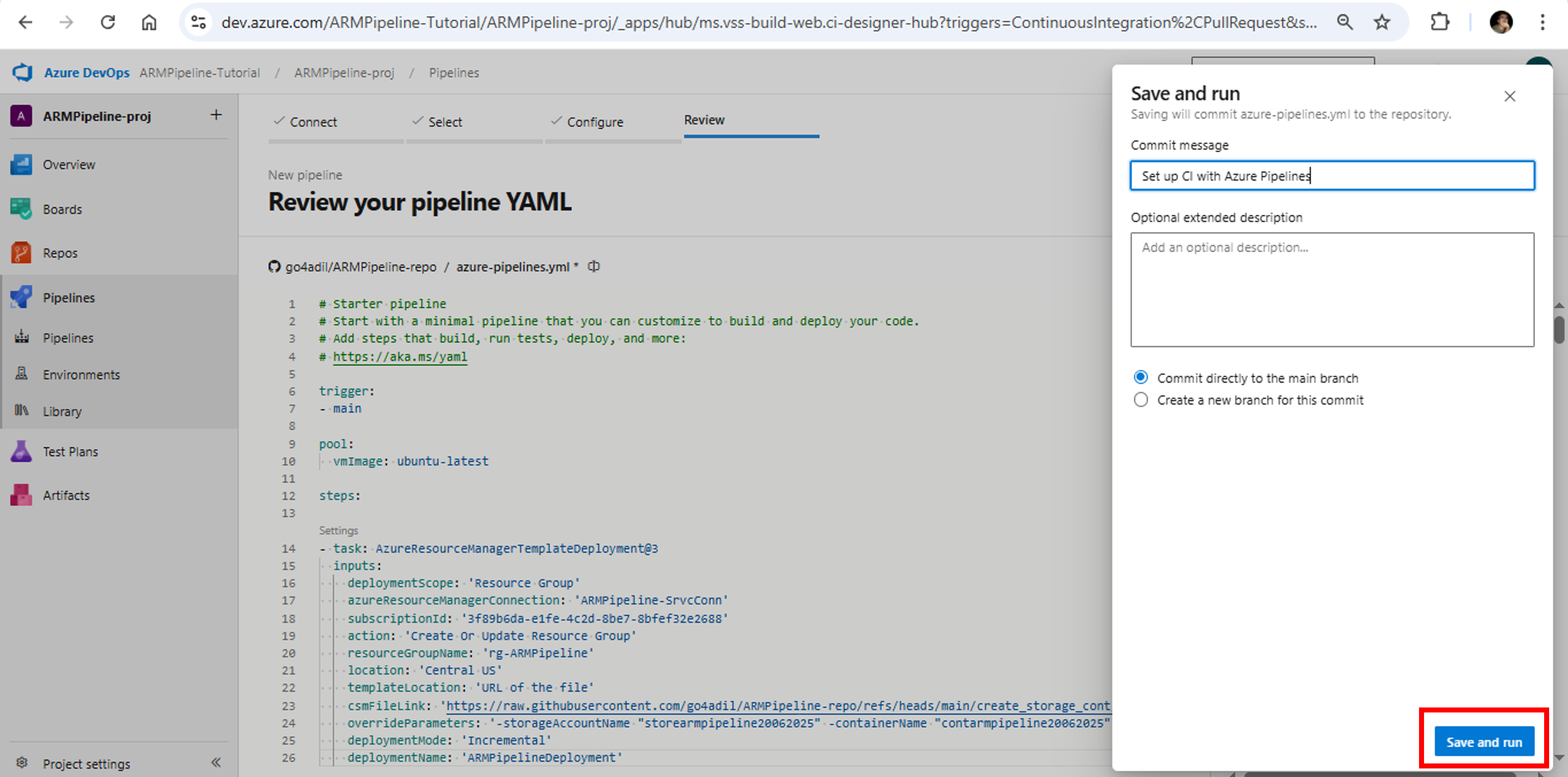 Azure DevOps-Azure Pipelines-Run Pipeline
