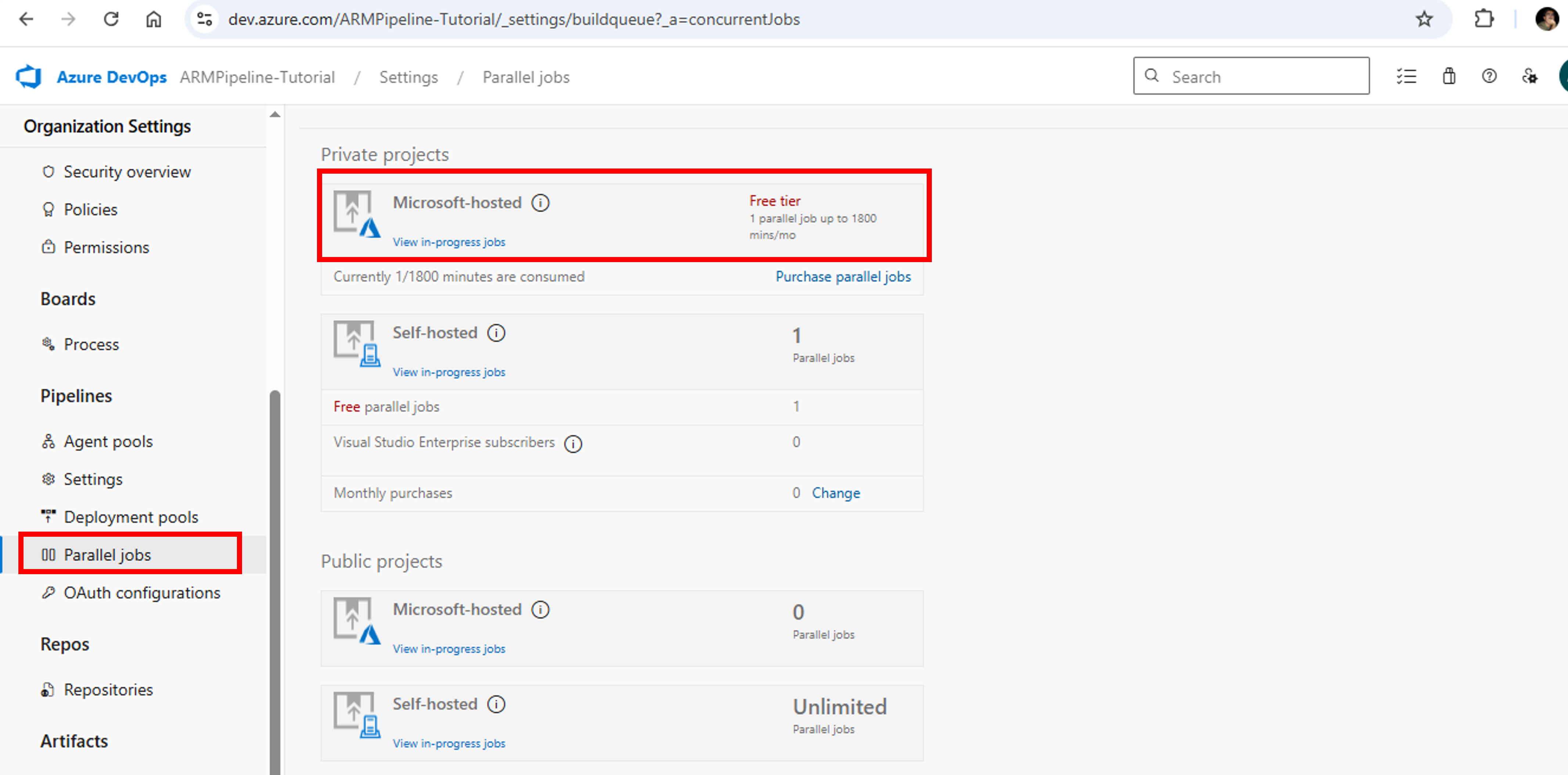 Azure DevOps-Azure Pipelines-Microsoft-hosted-Free Tier parallel jobs