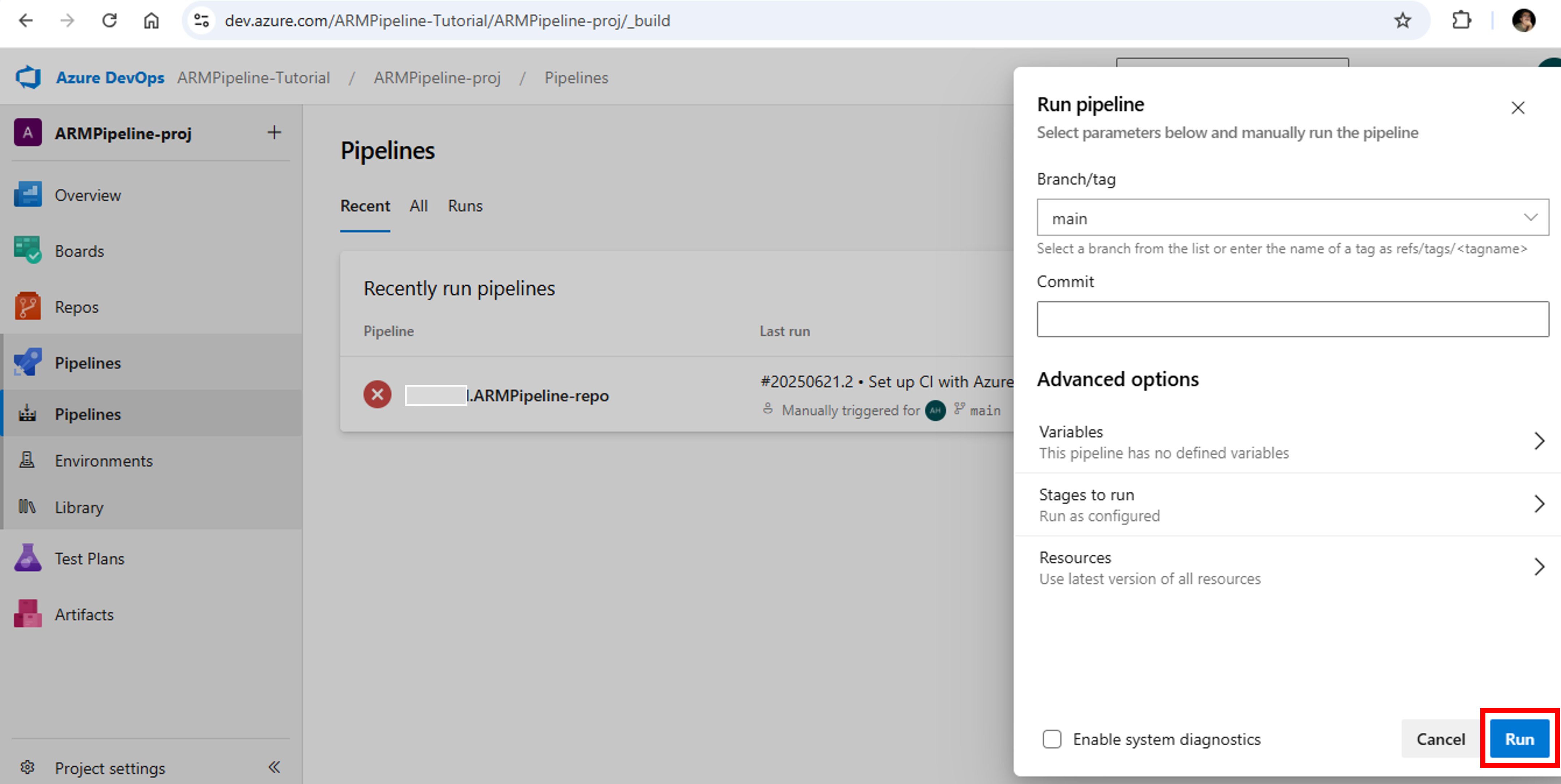 Azure DevOps-Azure Pipelines-Run Pipelines-2