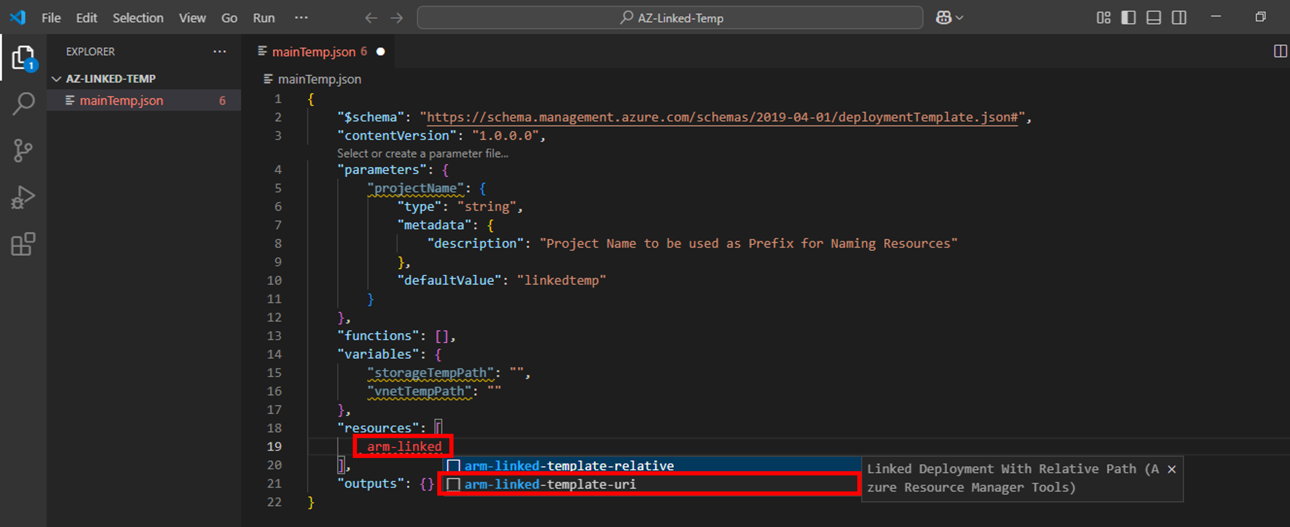 ARM linked template main Template arm linked-scaffolding