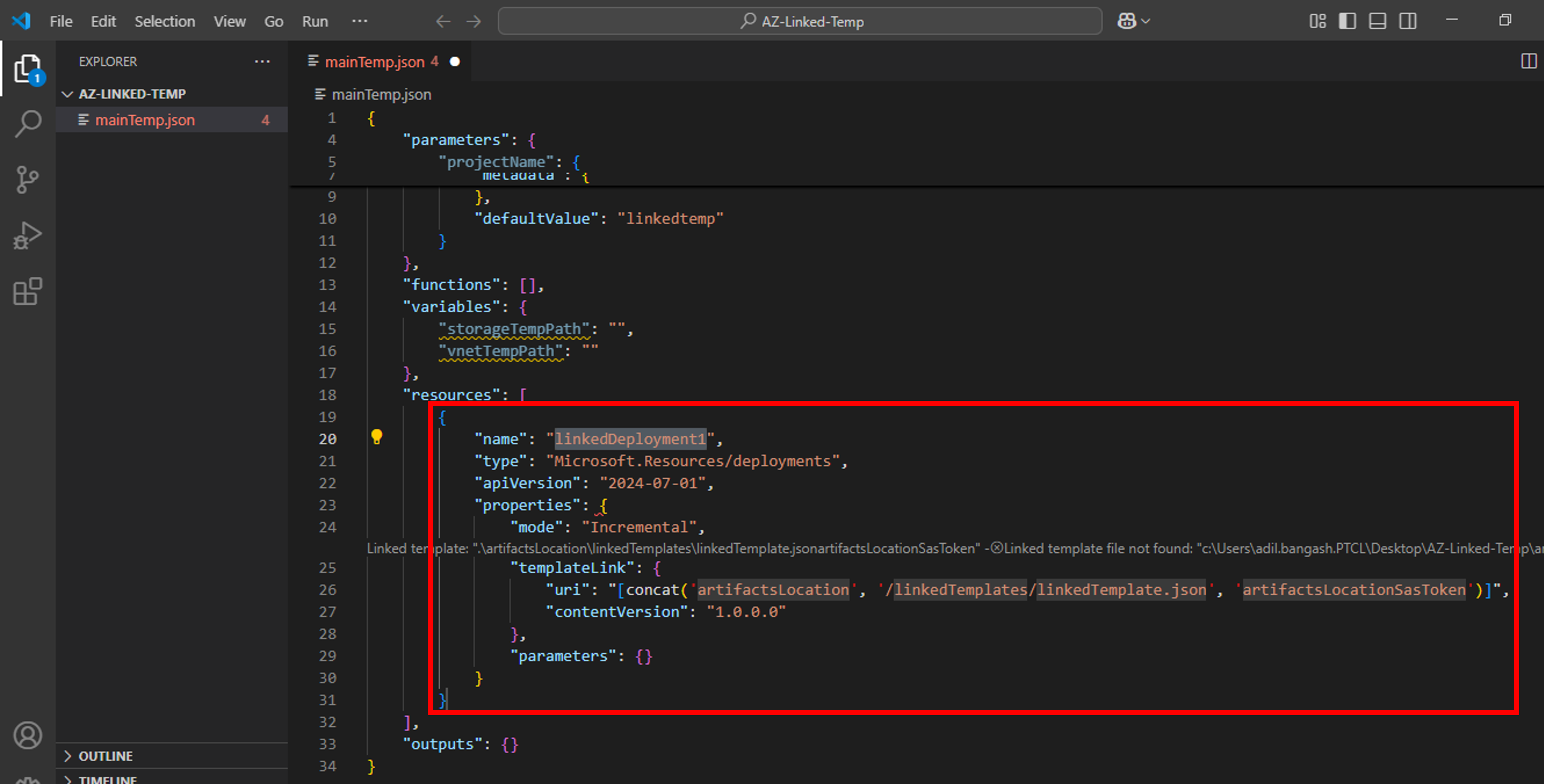 6-ARM linked template-main Template-deployment-resource