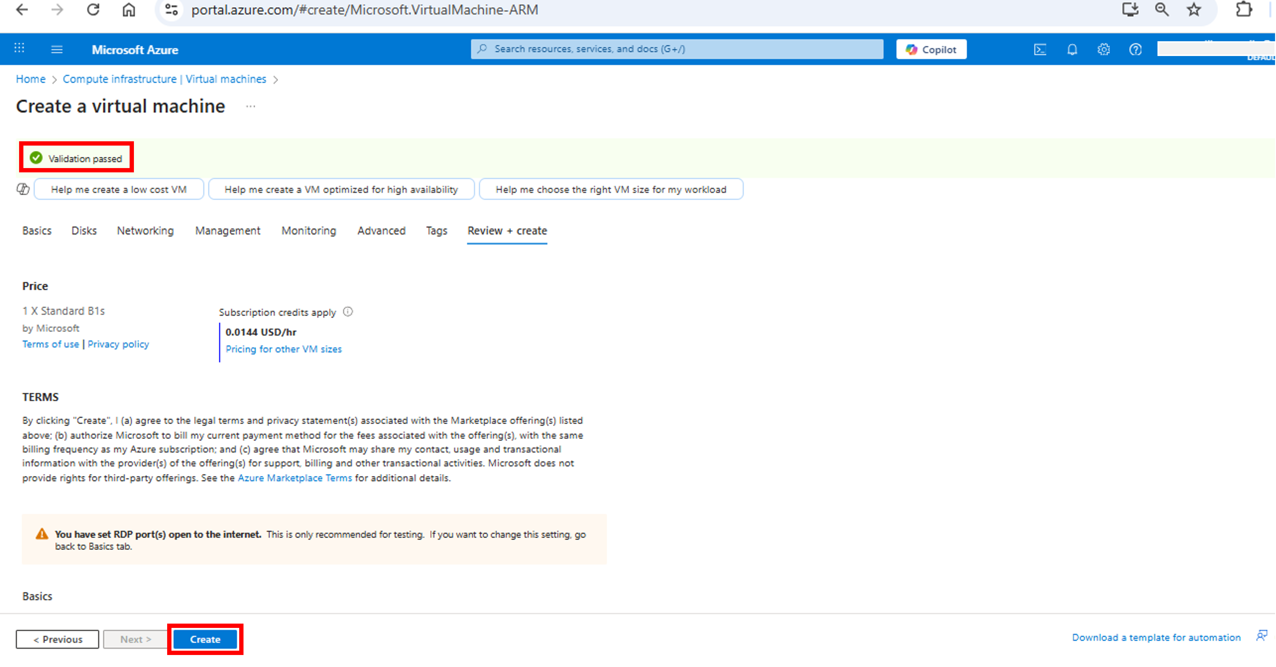 16-Create VM-Validation